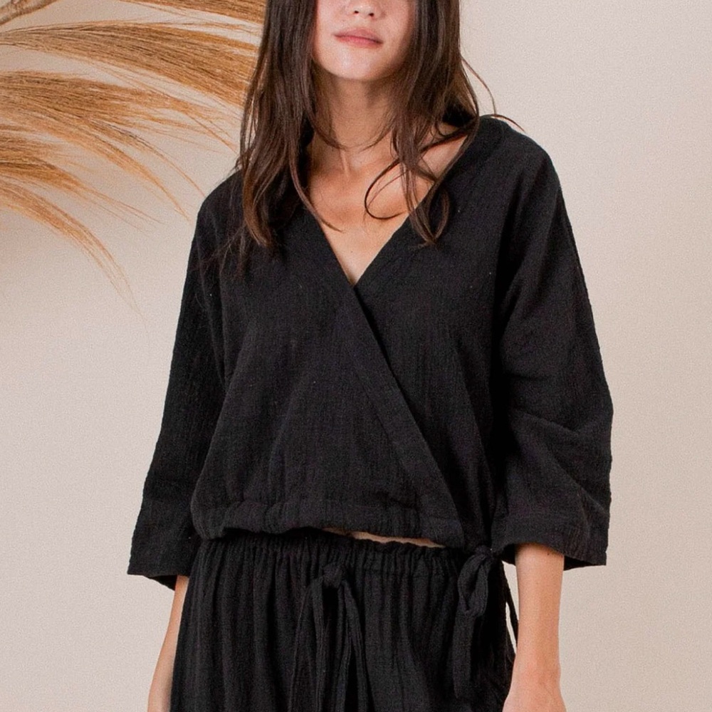 Indigo Luna Black Wrap Top